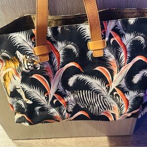 Paul & Joe Tropical Print Tote Bag with Tan Handles